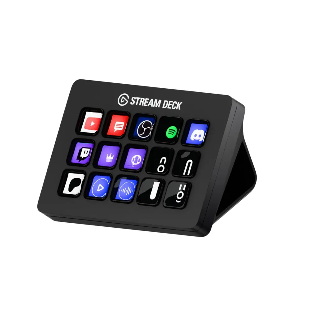 Black Elgato Stream Deck MK.2 with 15 customizable LCD keys