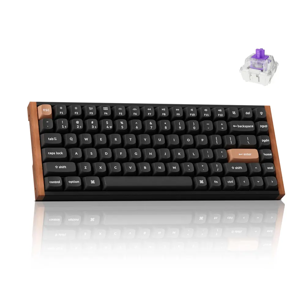 Keychron K2 HE 75 percent wireless magnetic keyboard with rosewood side panels