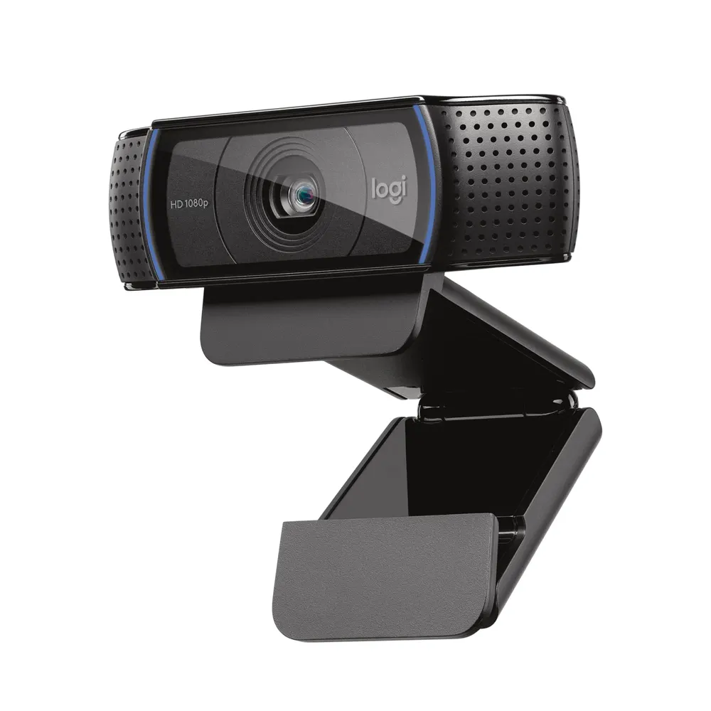 Black Logitech C920x HD Pro 1080p webcam with dual microphones