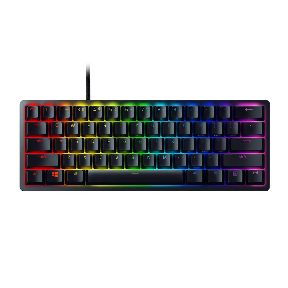Black Razer Huntsman Mini 60 percent gaming keyboard with linear optical switches