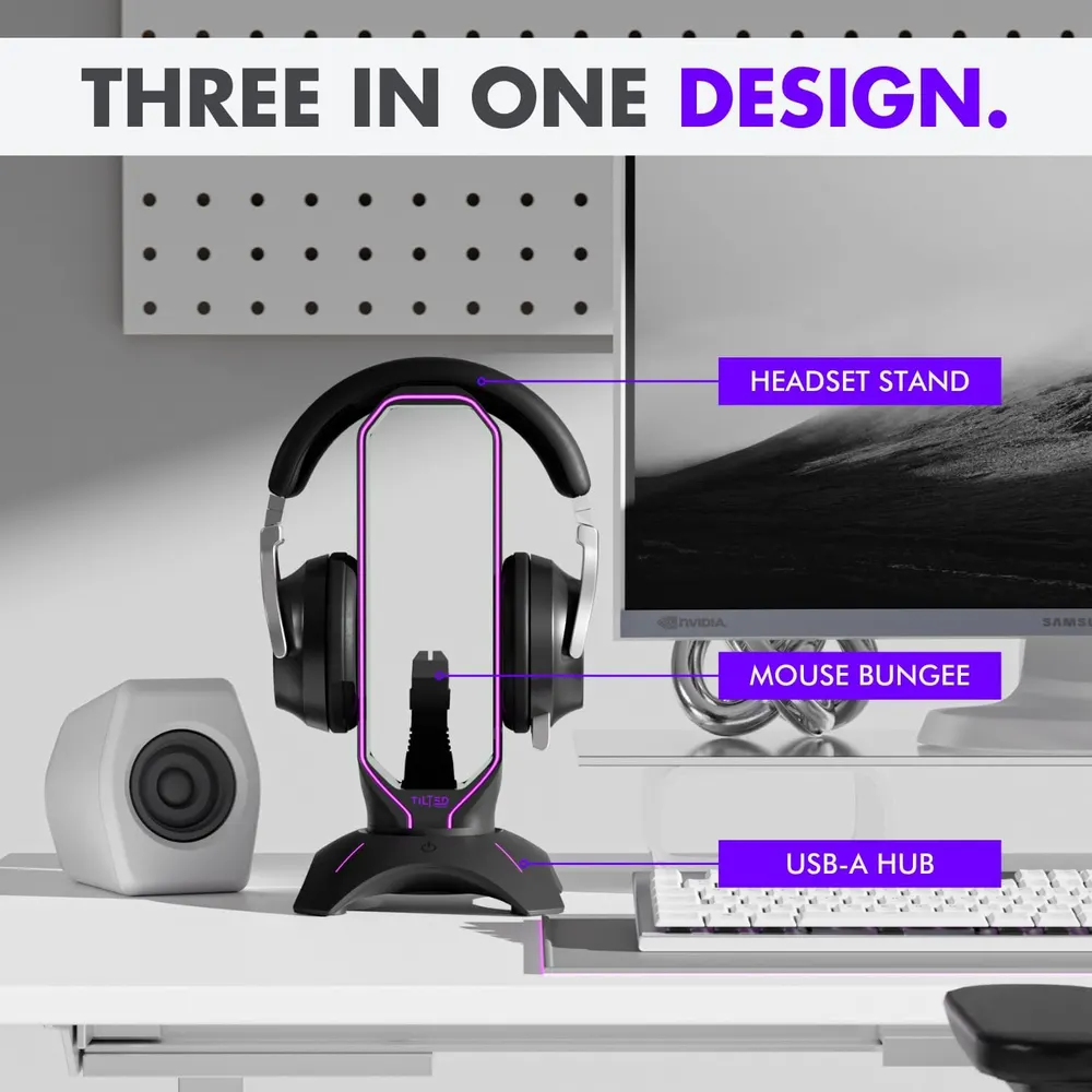 Tilted Nation RGB Gaming Headset Stand with Mouse Bungee, photo 2