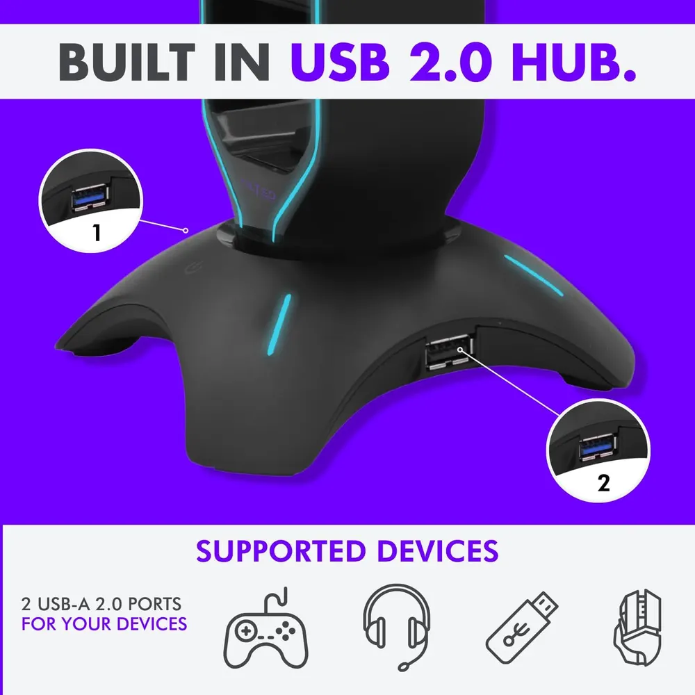 Tilted Nation RGB Gaming Headset Stand with Mouse Bungee, photo 3