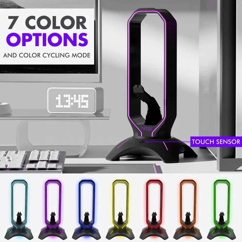 Tilted Nation RGB Gaming Headset Stand with Mouse Bungee, photo 4