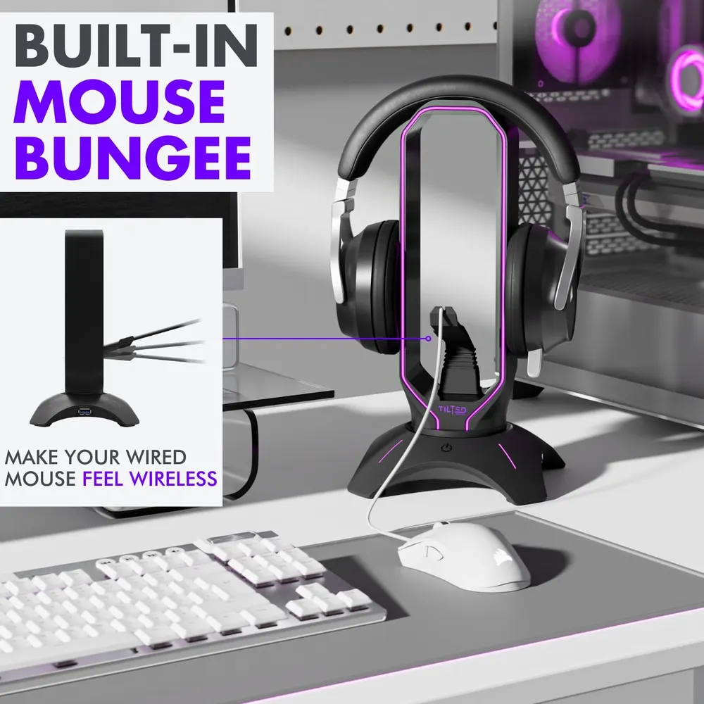 Tilted Nation RGB Gaming Headset Stand with Mouse Bungee, photo 5